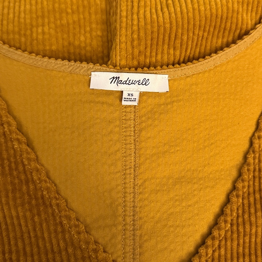 Madewell Corduroy Side Button Shift Dress Antique Gold Cotton Size XS - Picture 2 of 5